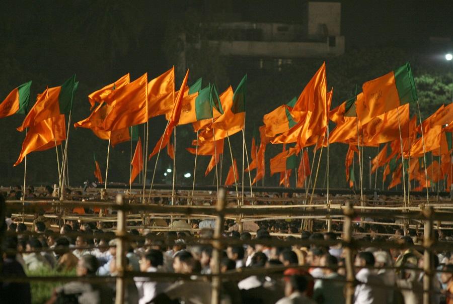 BJP and Shiv Sena flags BJP and Shiv Sena flags