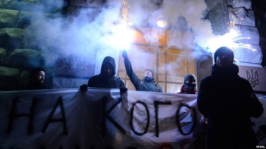 Ukrainian far-right protesters Ukrainian far-right protesters