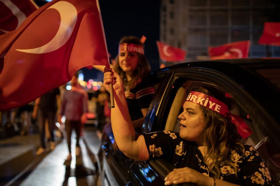 People celebrate the victory of the mayoral election in Istanbul. People celebrate the victory of the mayoral election in Istanbul.